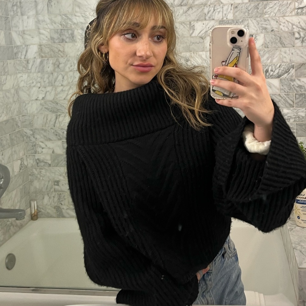 Black Cowl Neck Sweater